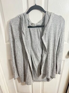 Moral Fiber Light Gray Open-Front Hooded Cardigan